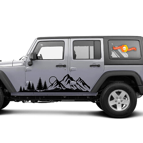 Forest Mountain Rocker Panel Tür Vinyl Aufkleber Decal für Jeep Wrangler JK JL Gladiator