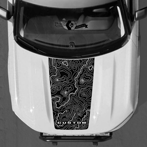 Individuelle Beschriftung Topographische Karten Motorhauben-Vinylaufkleber für Musclecar Pferd