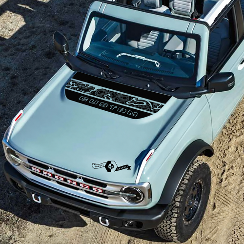 CUSTOM Topographischer Buchstabenband-Motorhaubenaufkleber für Ford SUV
