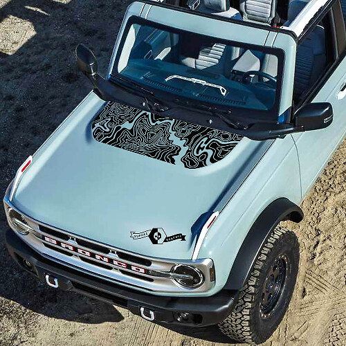 Topografische Karte Fluss Vinyl-Aufkleber Grafik für Ford Bronco