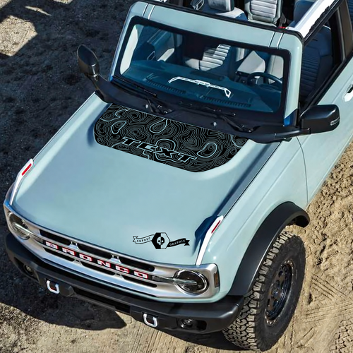 Benutzerdefinierte Aufkleber mit topografischer Karte und Logo 6 Stück für Musclecar Pferd
