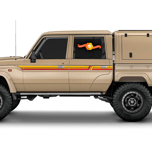 2 TOYOTA Land Cruiser LANDCRUISER Kabine LC79 Streifen ROTERDE Farben Sonnenuntergang Grafiken Streifen
