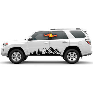 Paar 4Runner 2023 Seitentüren USA Flagge Vinyl Berge Wald Aufkleber Streifen Aufkleber für Toyota 4Runner TRD
