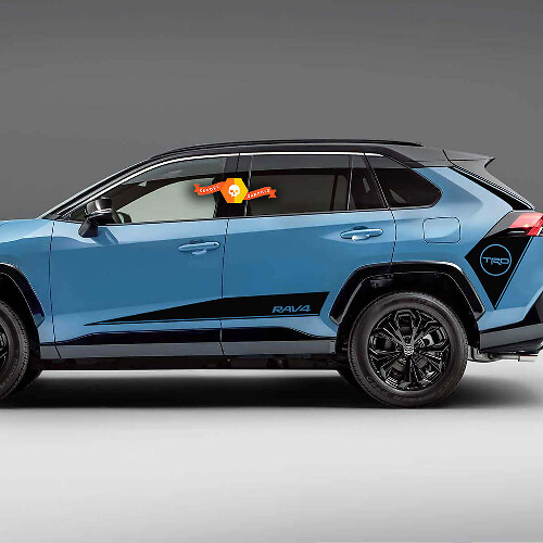 Zwei seitliche Karosserie-Hockeystreifen, Türen, Schweller, hintere Kotflügelaufkleber passend für Toyota Rav4
