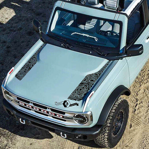 Neues Ford Bronco 2021 2022 Logo Topografische Karte Motorhaube Vinyl Aufkleber Set Grafik
