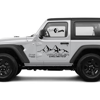 2 New JEEP Wrangler Unlimited Door Decal Sticker 4x4 Offroad Mountains Side Graphics Decal Sticker
