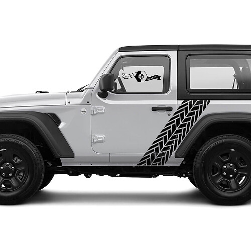 2 Neue JEEP Wrangler Streifen mit Reifenspur-Türseiten-Grafik Aufkleber
 1