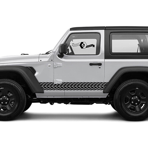 2 New Jeep Wrangler Rocker Panel Stripe mit Reifen -Tracktür -Seitengrafik -Aufkleber Aufkleber