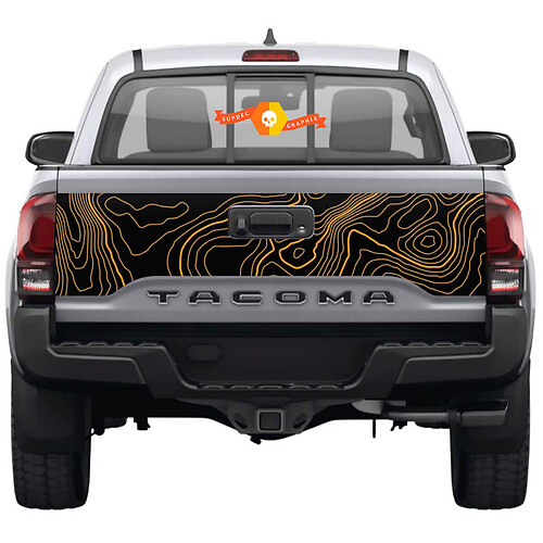 Heckklappe Topografische Karte Heck-Aufkleber für Toyota Tacoma dritte Generation 2015-2022 Supdec 2 Farben