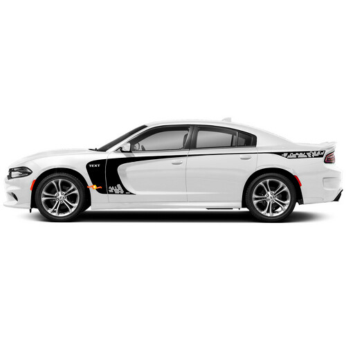Honigwaben- & individuelle Textstreifen Seiten-Vinylaufkleber für Dodge Charger 2015-2022
