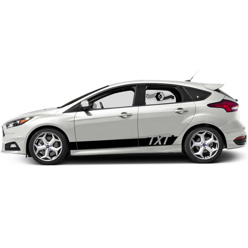 TXT Solide Seiten- und Schwellerstreifen Vinyl-Aufkleber Paar für Ford Focus ST 2017-2022