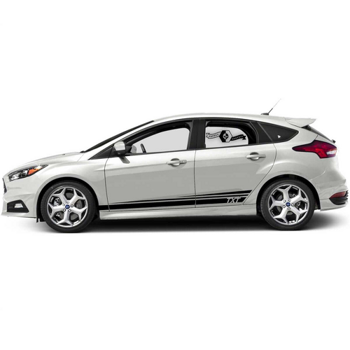 TXT Triple-Linien Seiten- und Schwellerstreifen Vinyl-Aufkleber Set für Ford Focus ST 2017-2022