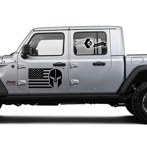 Paar Jeep Gladiator USA Flag Tür Gladiator Logo Vinyl Grafik Aufkleber
