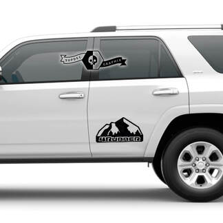 2x 4Runner 2023 Seitentüren Vinyl Logo Mountains Aufkleber Aufkleber passend für Toyota 4Runner TRD
