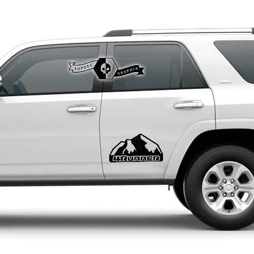 2x 4Runner 2023 Seitentüren Vinyl-Logo Mountains Aufkleber passend für Toyota 4Runner TRD
