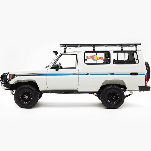 Toyota Landcruiser Troopy 4x4 Land Cruiser Türen Retro Old School Seiten Retro Vintage Grafiken Streifen
