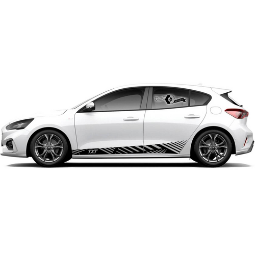 2x Musclecar Focus ST 2017 - 2022 Classic ST-Line EcoBoost Streifen Seitenschweller Vinyl Aufkleber Aufkleber Grafik
