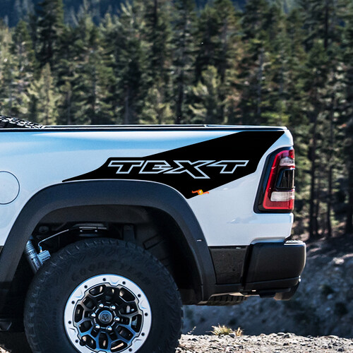 TRX-Stil Custom Text Bettschmuck Vinyl-Aufkleber-Set für Dodge Ram 1500 Rebel TRX