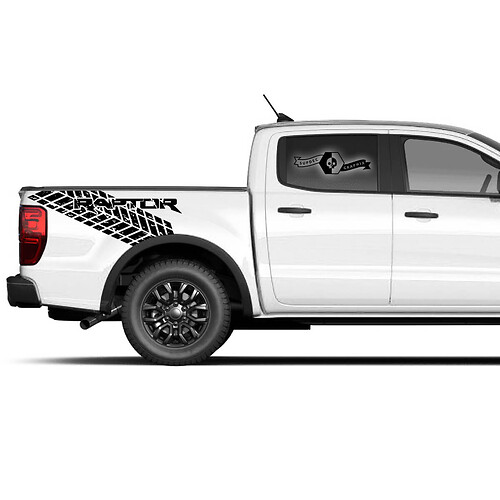 2x moderner neuer Ford F150 Raptor 2022 Reifenspuren Klauenseitenbett Grafik -Aufkleber Aufkleber