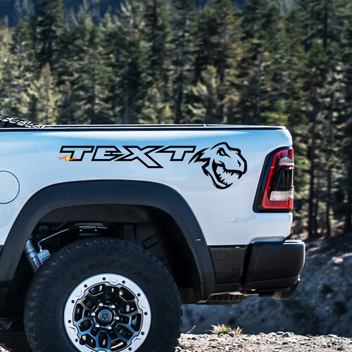 2x Dodge Ram Rebel 2022+ 2023+ 1500 TRX Bett Dinosaurier T-Rex TRX Vinyl Aufkleber Decal Grafik
