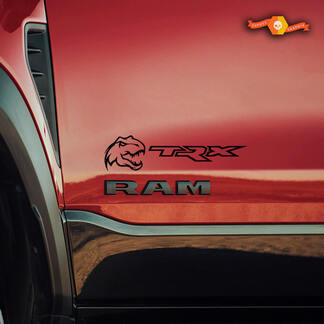 2x kleine Dodge Ram Rebel 2022+ 2023+ 1500 TRX Dinosaurier T-Rex TRX Truck Vinyl Aufkleber Grafik
