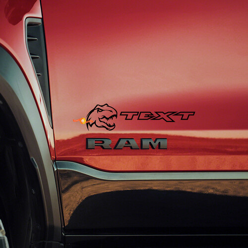 Kleines T-Rex Custom Text Seiten-Vinyl-Aufkleber-Set für Ram 1500 TRX Rebel