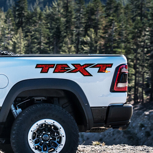 Benutzerdefinierter Text Topografischer Stil Nachttisch Vinylaufkleber-Set für Dodge Ram Rebel 1500 TRX_1