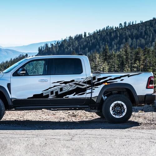 Mud Splash Custom Text Seiten-Vinyl-Aufkleber-Set für Dodge Ram Rebel 1500 TRX