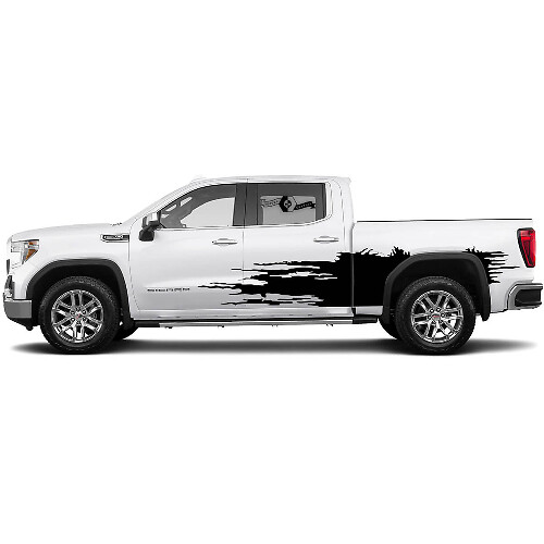2x Seitenstreifen Aufkleber für 1500 Gmc Sierra Wrap Mud Bed Side SPLASH Vinyl Sticker Aufkleber Grafik Kit
