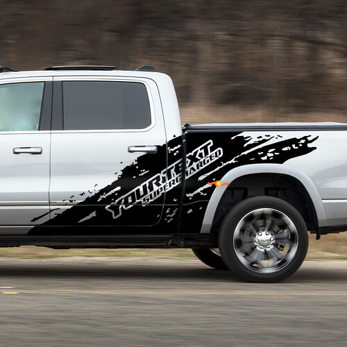 Schlammspritzer Supercharged Seiten-Vinylaufkleber-Set für Dodge Ram Rebel 2021+
