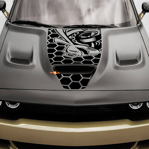 Hood Decal Angry Bee Honey Graphics Aufkleber Aufkleber Anfälle Dodge Challenger 2019-2024
