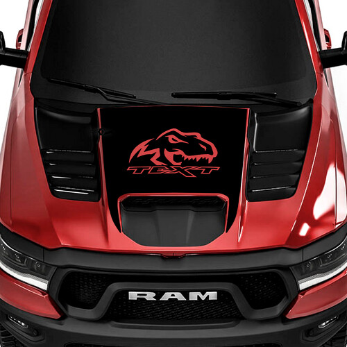 T-Rex und benutzerdefinierter Text Motorhauben-Vinylaufkleber für Dodge Ram Rebel 1500 TRX