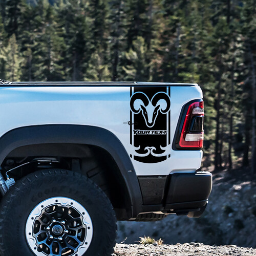 Hemi Style Individuelles Text-Bettseiten-Vinylaufkleber-Kit für Dodge Ram Rebel 1500 TRX