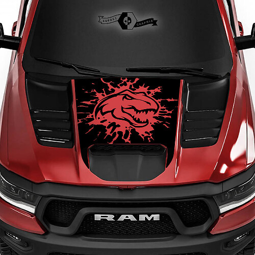 T-Rex Destroyed Style Motorhauben-Vinylaufkleber für Dodge Ram Rebel 1500 TRX