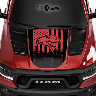 Dodge Ram Rebel 2022+ 2023+ 1500 TRX T-Rex Hood Flag USA Destroyed TRX Truck Vinyl Aufkleber Grafik
