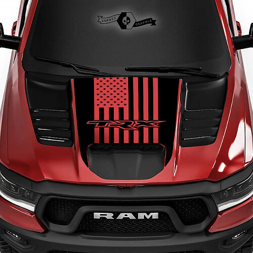 USA-Flagge TRX Motorhauben-Vinylaufkleber für Dodge Ram Rebel 1500 TRX