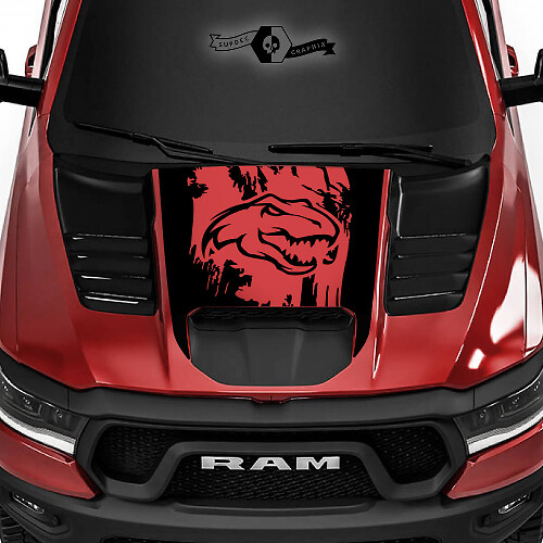 T-Rex Used-Look Motorhauben-Vinylaufkleber für Dodge Ram Rebel 1500 TRX