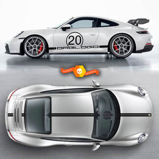 Paar Porsche 911 Porsche Carrera Rocker Panel Hood Dach Seitenstreifen Türen Kit Aufkleber Aufkleber
