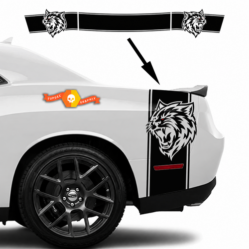 Custom Cat Head Side and Tail Band Kit Hinterer Kotflügel Kofferraum Vinylaufkleber für Dodge Challenger Hellcat 2015-2023