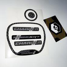 Satz Ladegerät schwarz weiß SRT Lenkradzierring Emblem gewölbter Aufkleber Charger Dodge
 3
