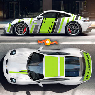 3 Farben Porsche 991 GT3 Aufkleber Kit Motorhaube Dach Heckspoiler Wrap Full Body Stripes Aufkleber Aufkleber
