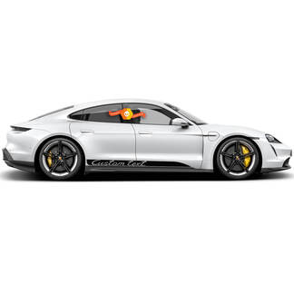 Porsche Taycan Side Rocker Panel Custom Text Stripes Kit Aufkleber Aufkleber
