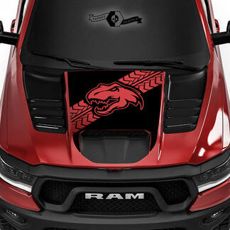Dodge Ram Rebel 2022+ 2023+ 1500 TRX Hood Dinosaurs Tire Track T-Rex TRX Truck Vinyl Aufkleber Grafik
