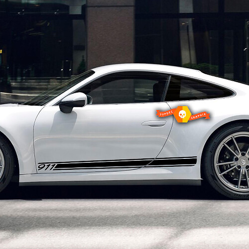 2 Porsche 911 Seitenabziehbild Rocker Panel Streifen Türen Kit Aufkleber
