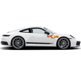 2 Porsche 911 Side Decals Rocker Panel Stripes Doors Kit Decal Sticker Taycan Cayenne
