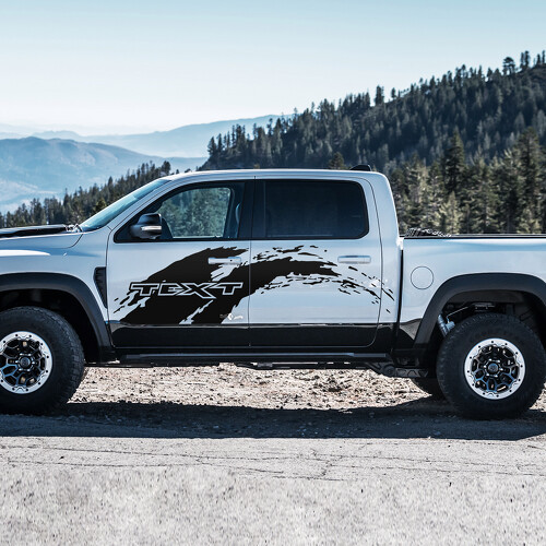 Schlamm Spritzer Individueller Text Seiten Tür Vinyl Aufkleber Sticker für RAM 1500 Rebel, TRX 2019-2026