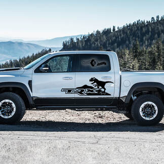 2x Dodge Ram Rebel 2022+ 2023+ 1500 TRX Dinosaurier T-Rex Mountains Seitentüren Truck Vinyl Aufkleber Grafiken
