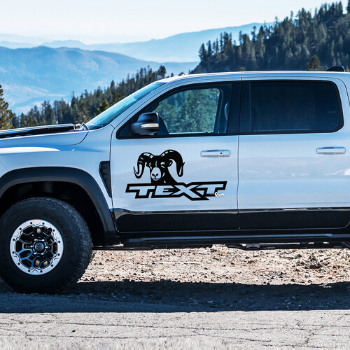 Ram Head Custom Text Seiten Tür Vinylaufkleber Aufkleber für RAM 1500 Rebel, TRX 2019-2026