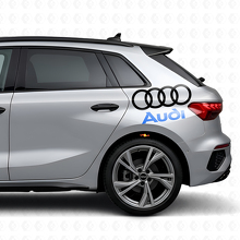 Audi Schriftzug und Ringe Seitenaufkleber Set für Audi Fahrzeuge_2