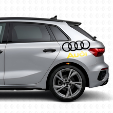Audi Schriftzug und Ringe Seitenaufkleber Set für Audi Fahrzeuge_5